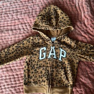 Baby Gap cheetah print hooded zip up sweatshirt